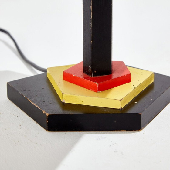 Image 1 of Lampada da tavolo geometrica in legno vintage