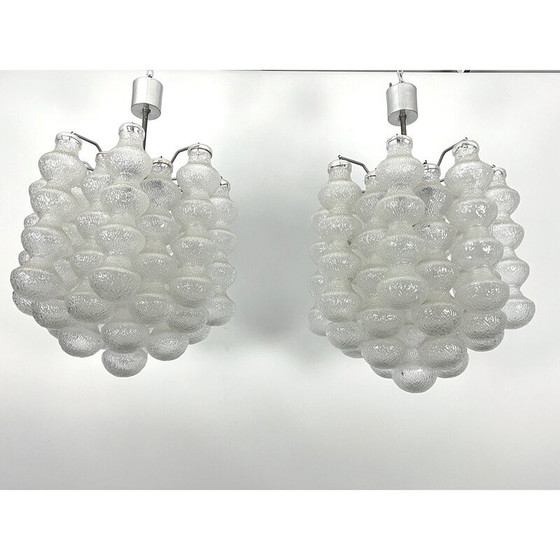 Image 1 of Pair of vintage Murano bubble glass chandeliers, Italy 1960