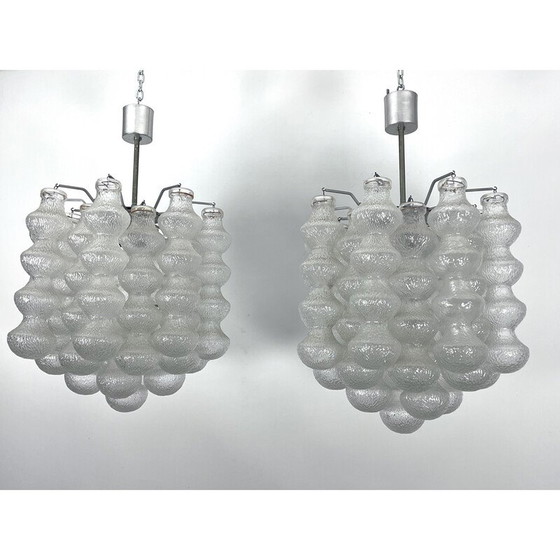 Image 1 of Pair of vintage Murano bubble glass chandeliers, Italy 1960