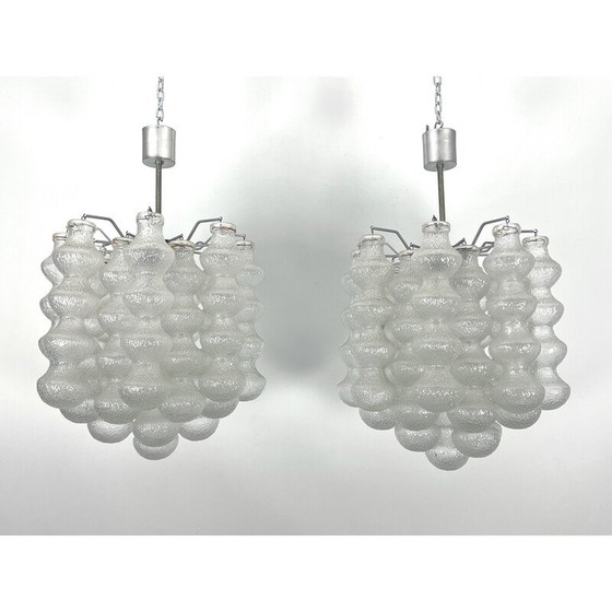 Image 1 of Pair of vintage Murano bubble glass chandeliers, Italy 1960