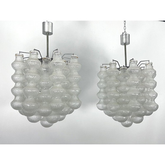 Image 1 of Pair of vintage Murano bubble glass chandeliers, Italy 1960