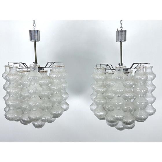 Image 1 of Pair of vintage Murano bubble glass chandeliers, Italy 1960