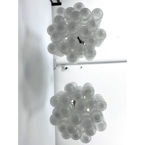 Image 1 of Pair of vintage Murano bubble glass chandeliers, Italy 1960