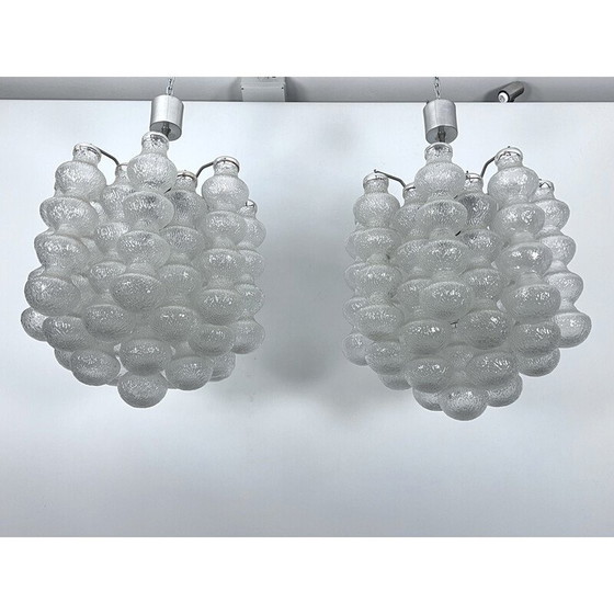 Image 1 of Pair of vintage Murano bubble glass chandeliers, Italy 1960