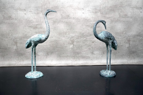 Image 1 of Hollywood Regency metal cranes, 1960s, set of 2