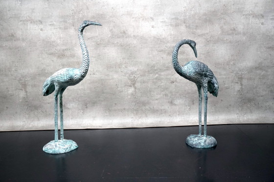 Image 1 of Hollywood Regency metal cranes, 1960s, set of 2