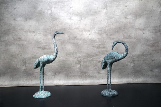 Image 1 of Hollywood Regency metal cranes, 1960s, set of 2