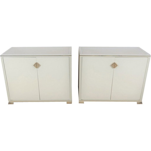 Pair of vintage lowboards in lucite and brass by Pierre Vandel, 1970s