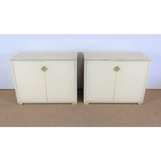 Image 1 of Pair of vintage lowboards in lucite and brass by Pierre Vandel, 1970s