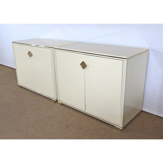 Image 1 of Pair of vintage lowboards in lucite and brass by Pierre Vandel, 1970s