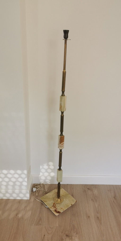 Floor Lamp Onyx Marble And Brass