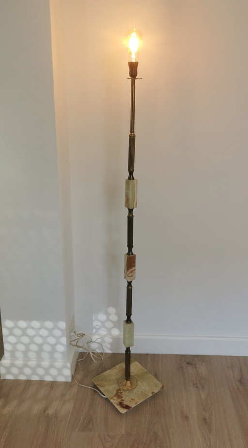 Floor Lamp Onyx Marble And Brass