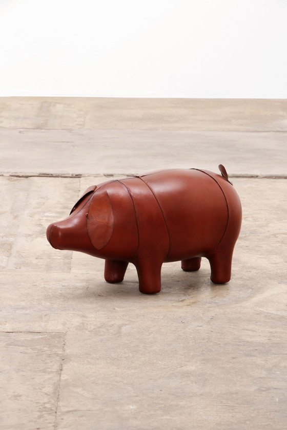 Image 1 of Leather pig footstool,1970