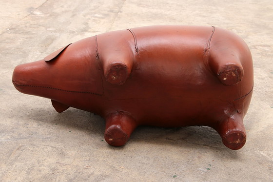 Image 1 of Leather pig footstool,1970