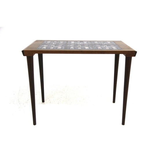 Image 1 of Vintage rosewood side table and ceramic top, Denmark 1960