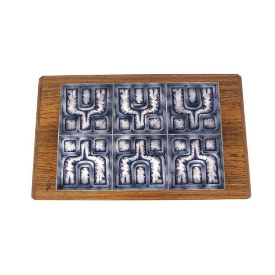 Image 1 of Vintage rosewood side table and ceramic top, Denmark 1960