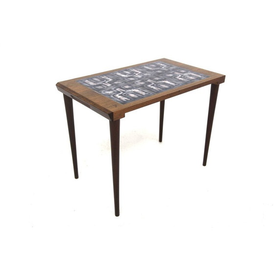 Image 1 of Vintage rosewood side table and ceramic top, Denmark 1960