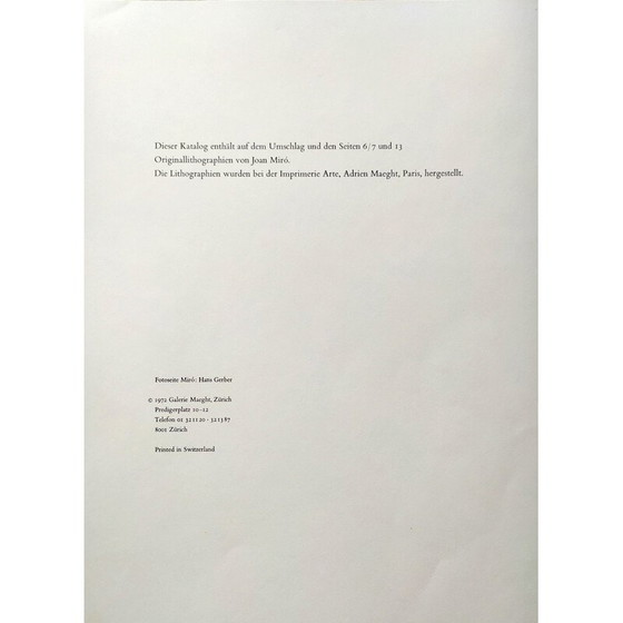 Image 1 of Vintage lithographs and booklet by Joan Mirò, 1972