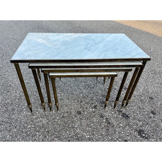 Image 1 of Vintage brass and marble nesting tables, 1960s