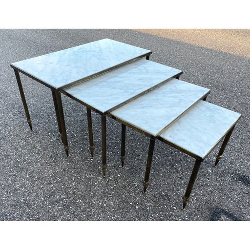 Vintage brass and marble nesting tables, 1960s