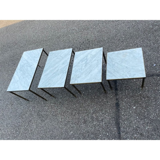 Image 1 of Vintage brass and marble nesting tables, 1960s