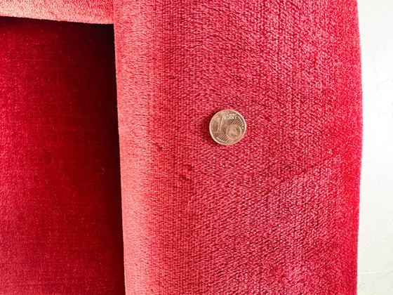 Image 1 of Set of 2 Mid - Century Vintage Armchairs Red Velvet Retro