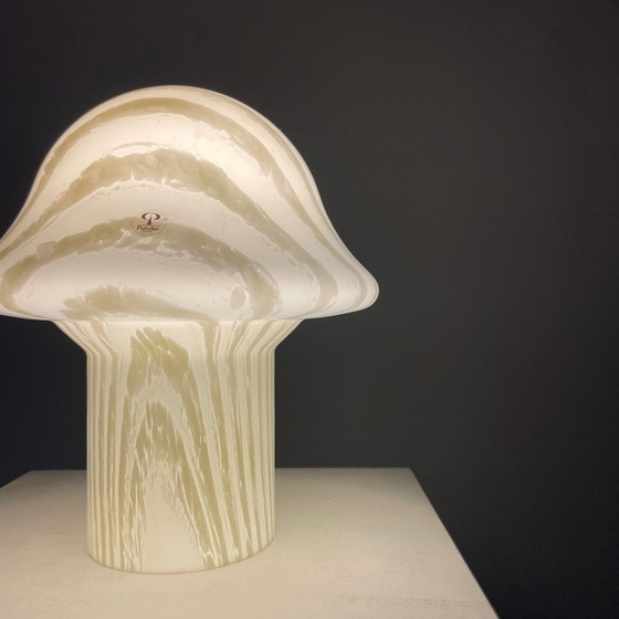 Image 1 of 1 Of 6 Zebra Striped Glass Peill And Putzler Mushroom Table Lamp 1970