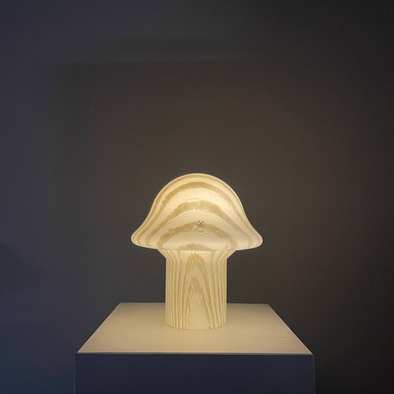 Image 1 of 1 Of 6 Zebra Striped Glass Peill And Putzler Mushroom Table Lamp 1970