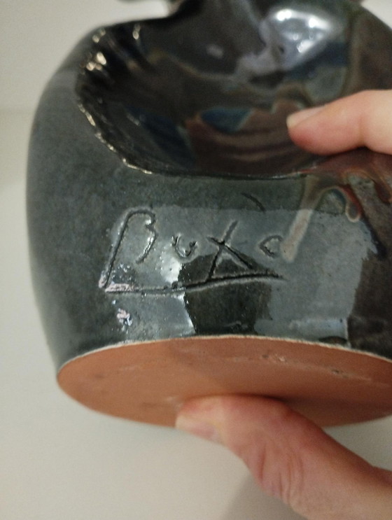 Image 1 of Signed Free Form Asymmetrical Enameled Vase