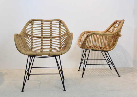 Image 1 of Dutch Wicker & Steel Chairs