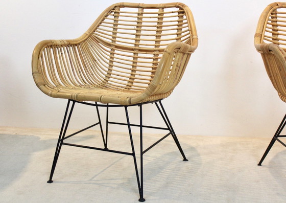 Image 1 of Dutch Wicker & Steel Chairs