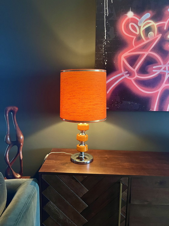 Image 1 of Grande lampe de table orange Space Age