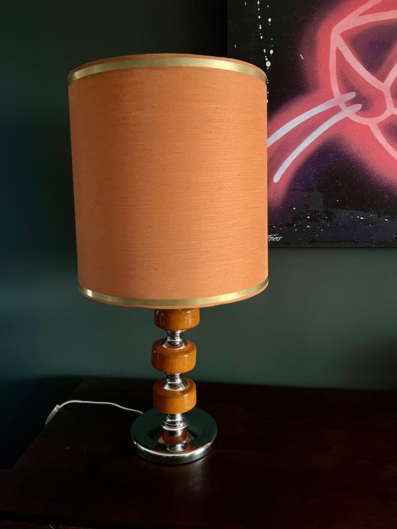 Image 1 of Grande lampe de table orange Space Age