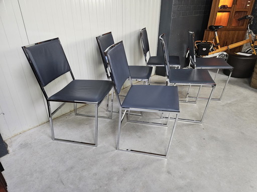 Ensemble de chaises vintage, 6 pièces, chrome