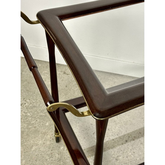 Image 1 of Vintage serving table in rosewood and brass by Cesare Lacca, Italy 1950s
