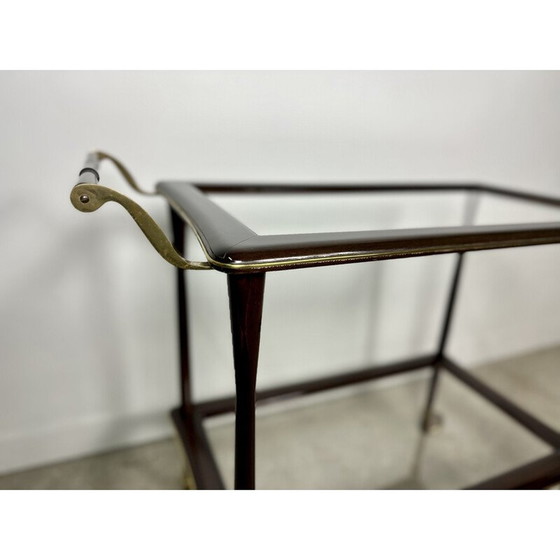 Image 1 of Vintage serving table in rosewood and brass by Cesare Lacca, Italy 1950s