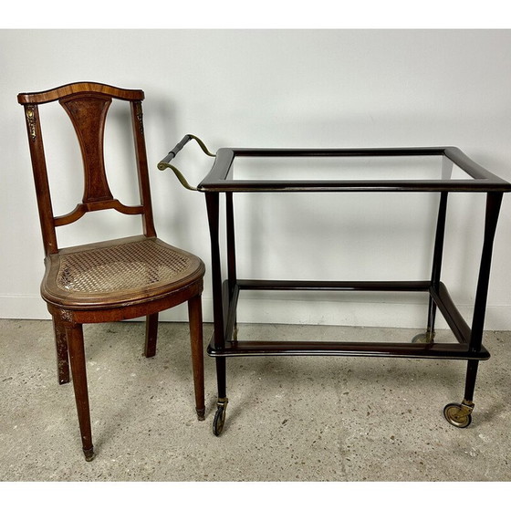 Image 1 of Vintage serving table in rosewood and brass by Cesare Lacca, Italy 1950s