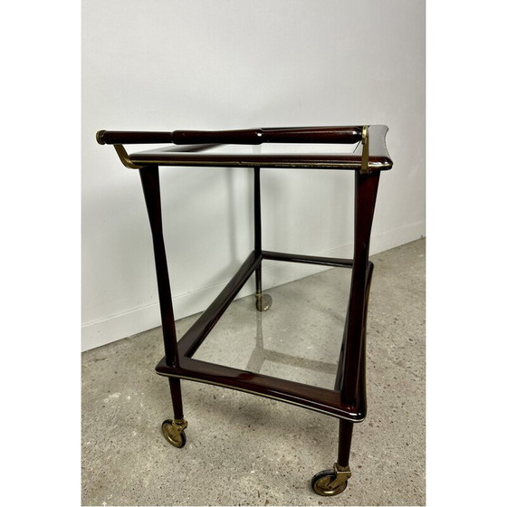 Image 1 of Vintage serving table in rosewood and brass by Cesare Lacca, Italy 1950s