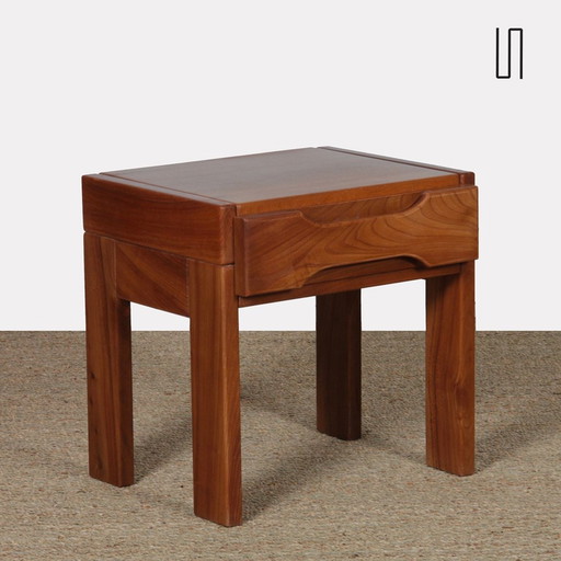 Elm Bedside Table For Maison Regain, 1970