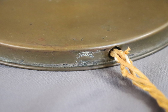 Image 1 of Lámpara de mesa de latón y cristal, Italia, década de 1930