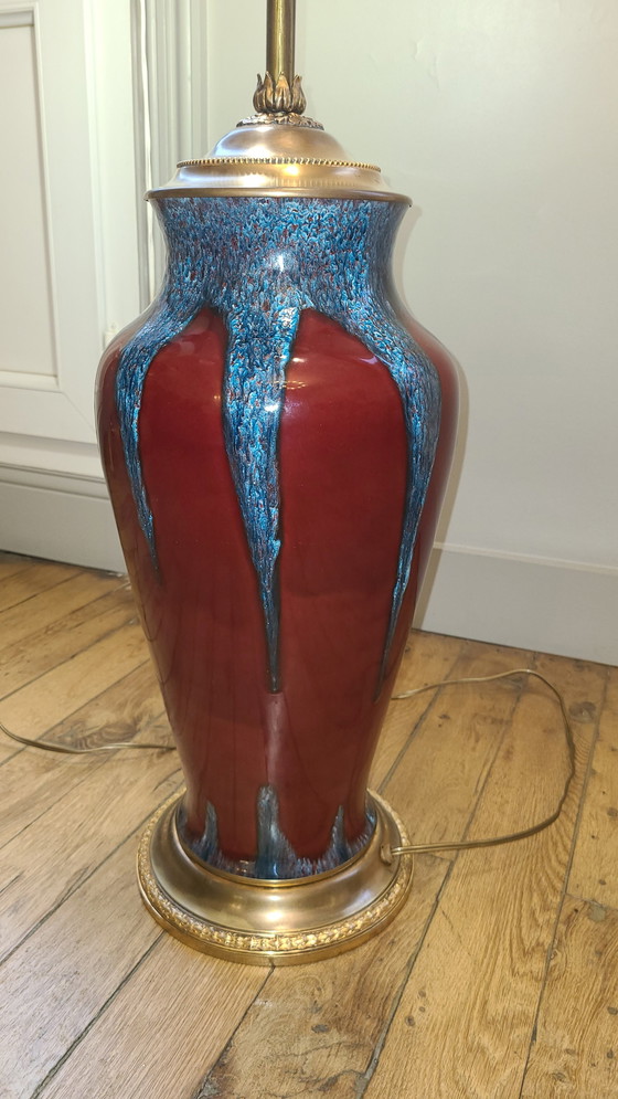 Image 1 of Stoneware Lamp 1950 Red Glaze