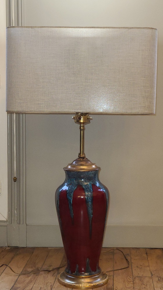 Image 1 of Stoneware Lamp 1950 Red Glaze