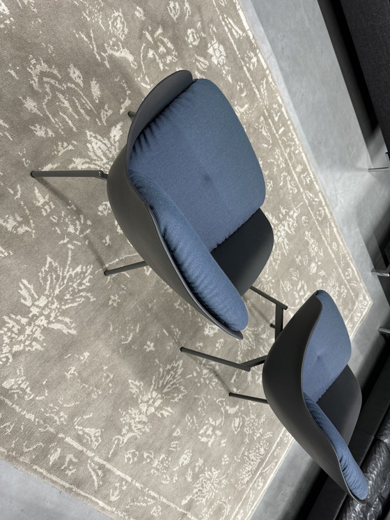 Image 1 of 2 Rolf Benz 600 swivel chairs, blue fabric 