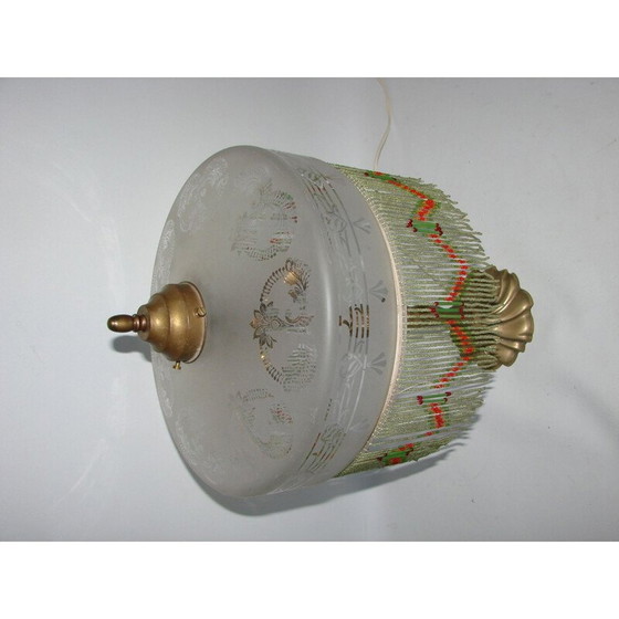 Image 1 of Vintage brass and glass table lamp, 1950
