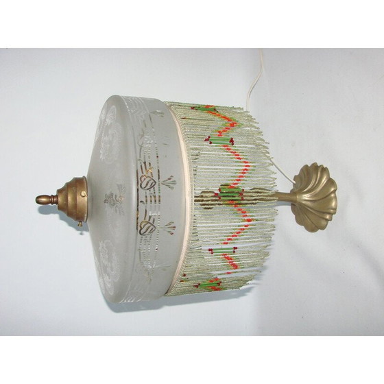 Image 1 of Vintage brass and glass table lamp, 1950