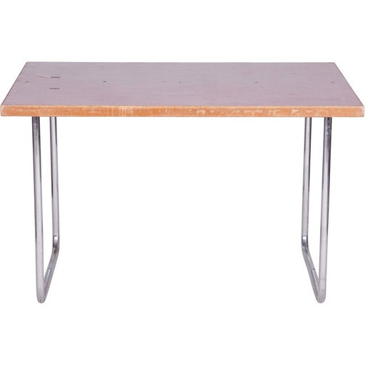 Vintage Bauhaus dining table in chrome steel and spruce wood for Mücke Melder, Czechoslovakia 1930