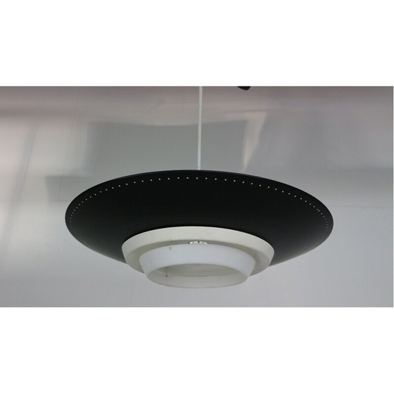 Image 1 of Vintage dutch industrial ceiling lamp for Philips in black metal 1950s