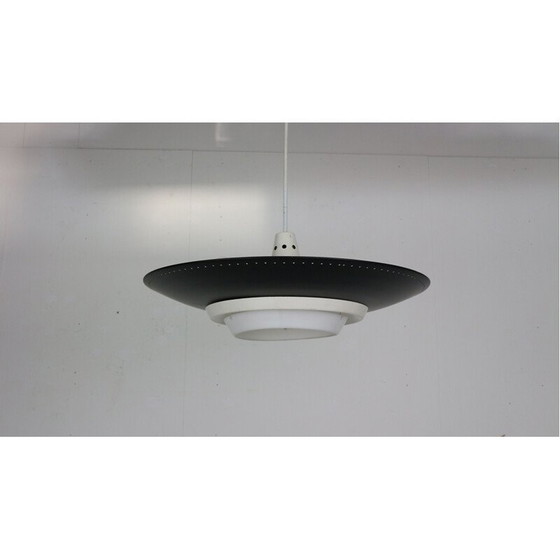 Image 1 of Vintage dutch industrial ceiling lamp for Philips in black metal 1950s