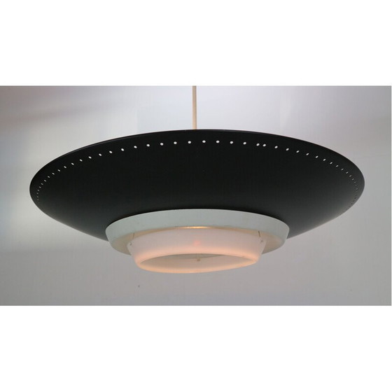 Image 1 of Vintage dutch industrial ceiling lamp for Philips in black metal 1950s