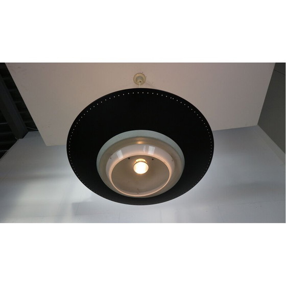 Image 1 of Vintage dutch industrial ceiling lamp for Philips in black metal 1950s